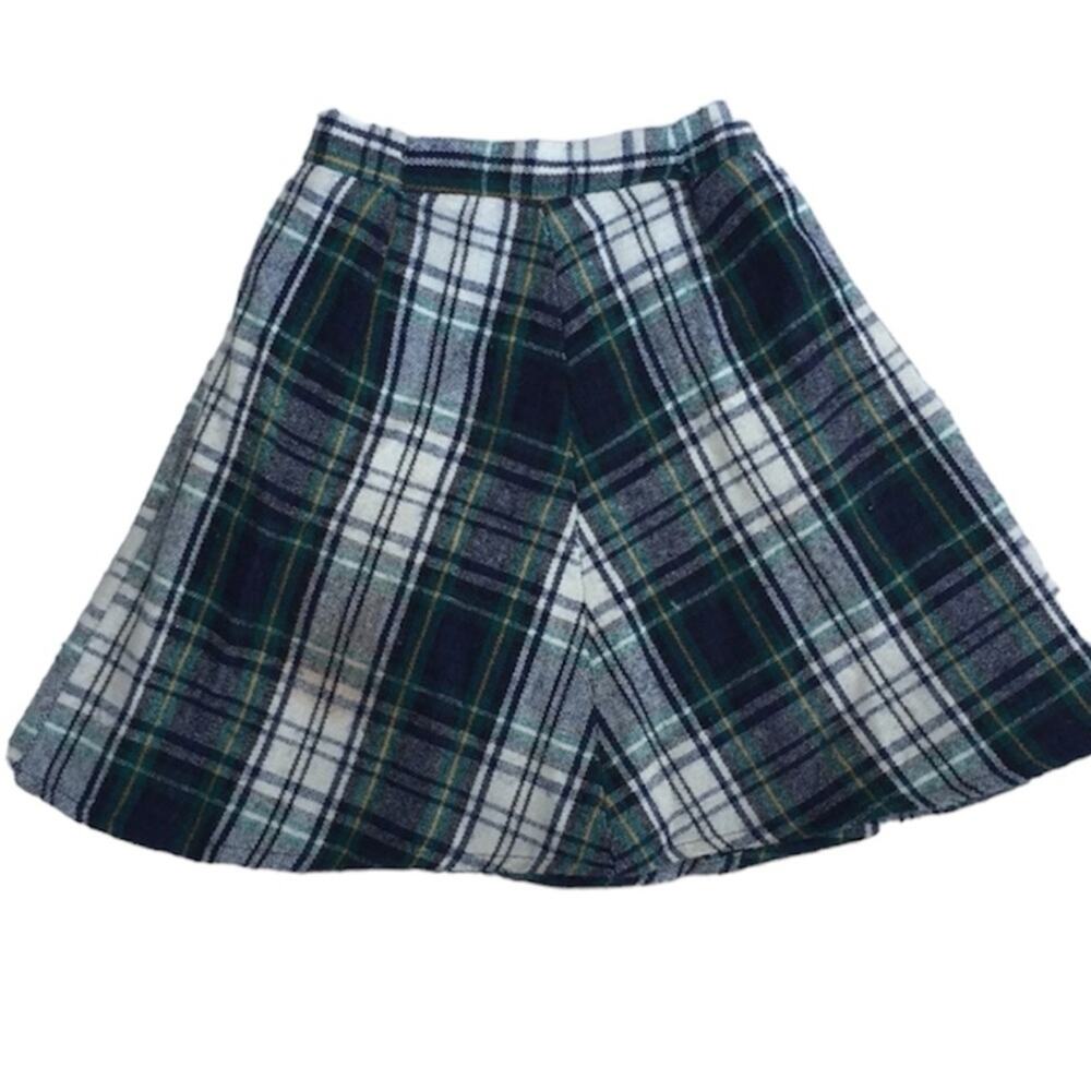 Vintage Green and White Plaid wool blend skirt size 5